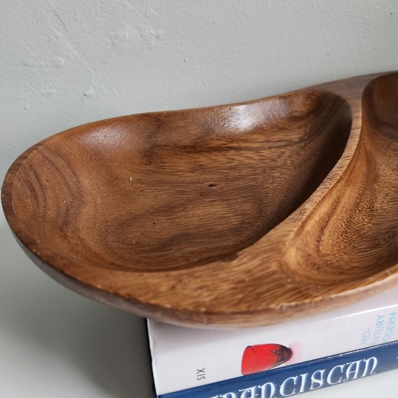 Mid 20th Century Monkey Pod Divided Dish Tray - Picture 3 of 8
